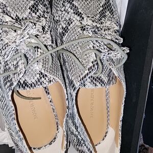 Banana Republic Black & White Snake-Print Lace-Up Flats